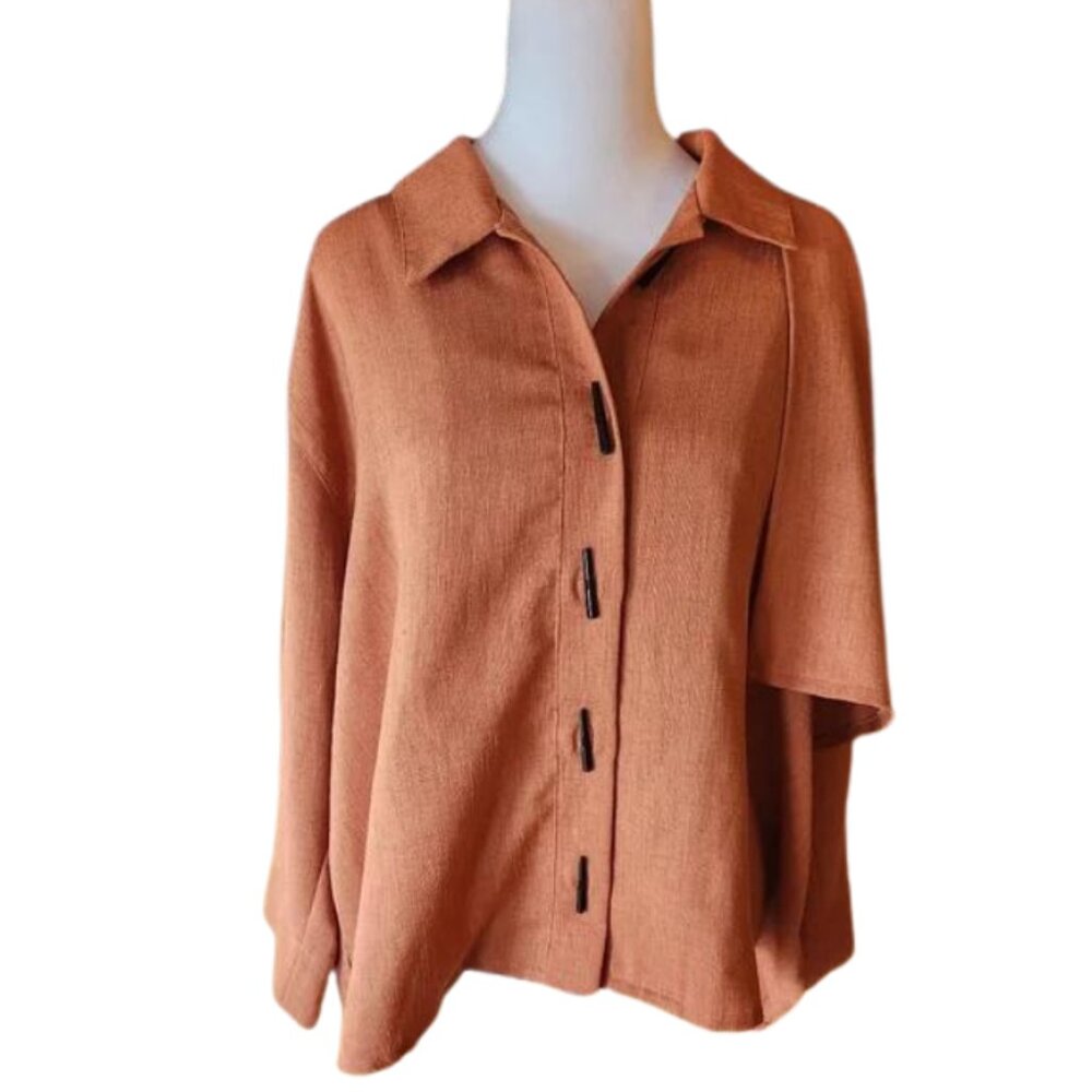 CAROLE TOMPKINS The Big Shirt Pumpkin Button Up Vintage
